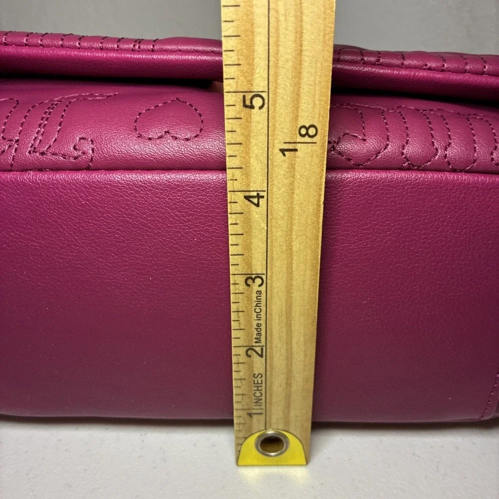 Juicy Couture Lovely Girl Shoulder Bag Purse Plum Berry Quilted Hearts Chunky‎